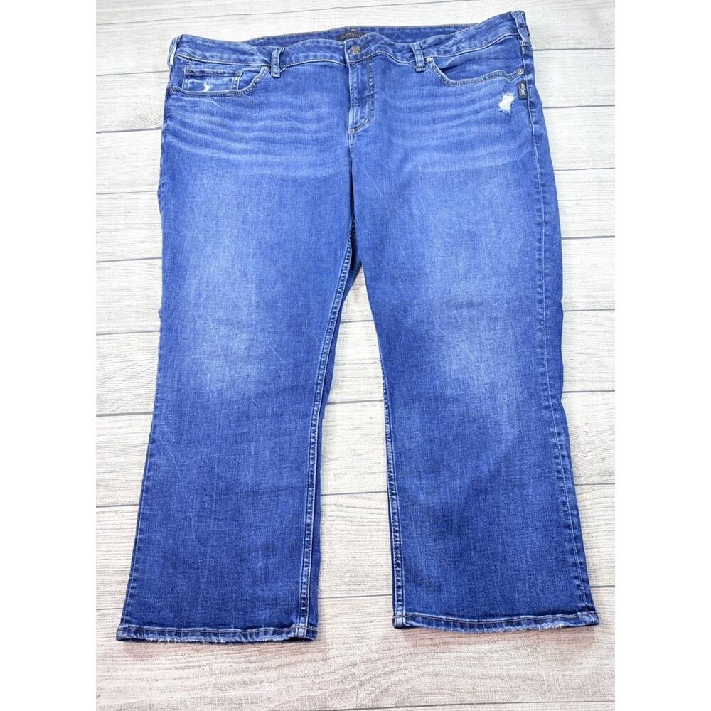 Silver Jeans Co Women’s Elyse Capri Jeans Medium Wash Plus Size 22